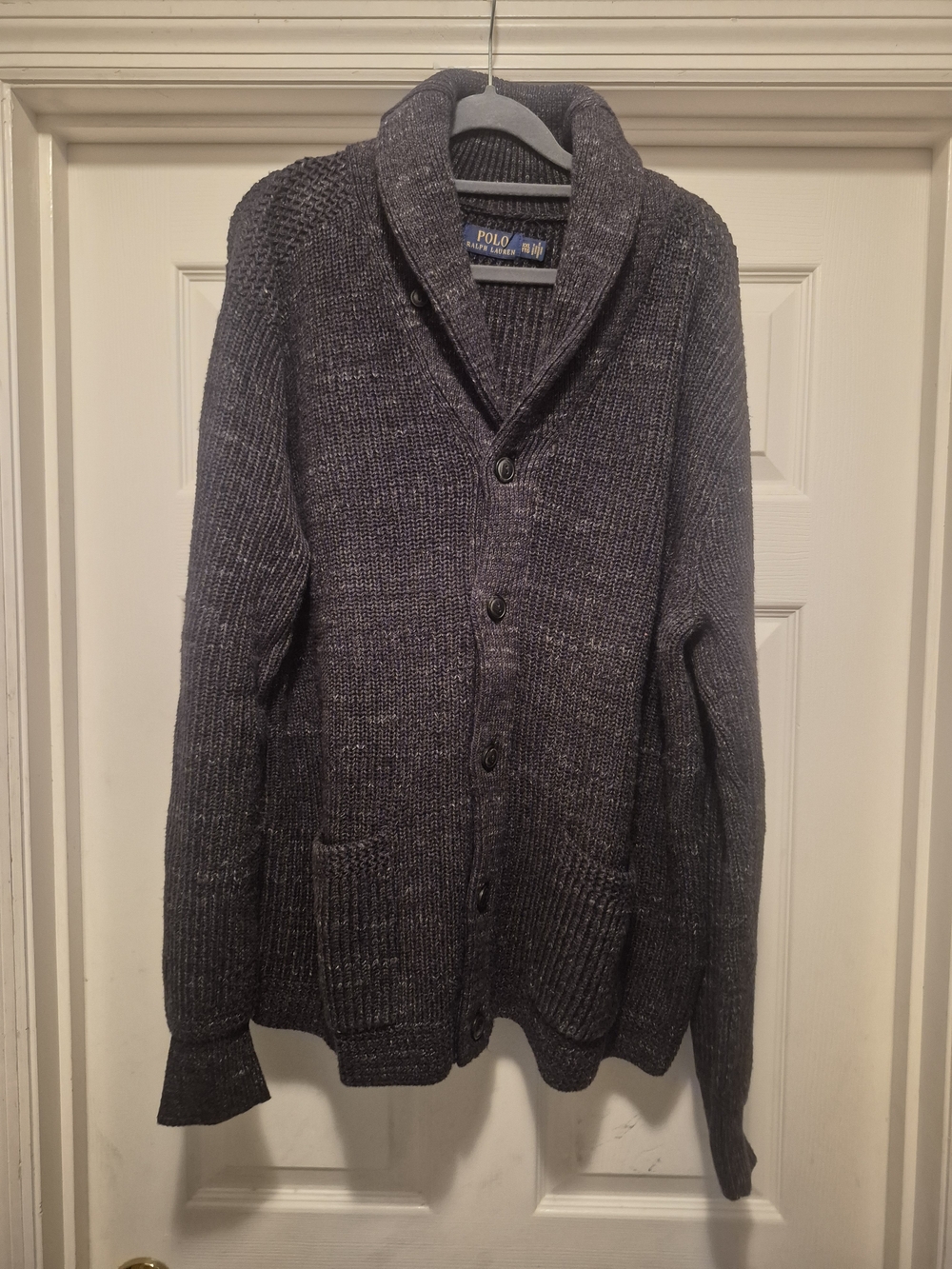 Polo by Ralph Lauren Charcoal Shawl Collar Button Cardigan